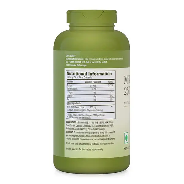 GNC Herbal Plus Milk Thistle Nutritional Information